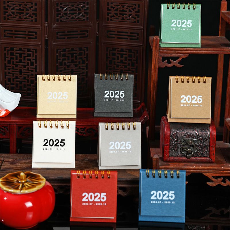 Refreshing Simple Solid Color 2025 Mini Desktop Paper Calendar Dual Daily Scheduler Table Planner Yearly Agenda Organizer Desk