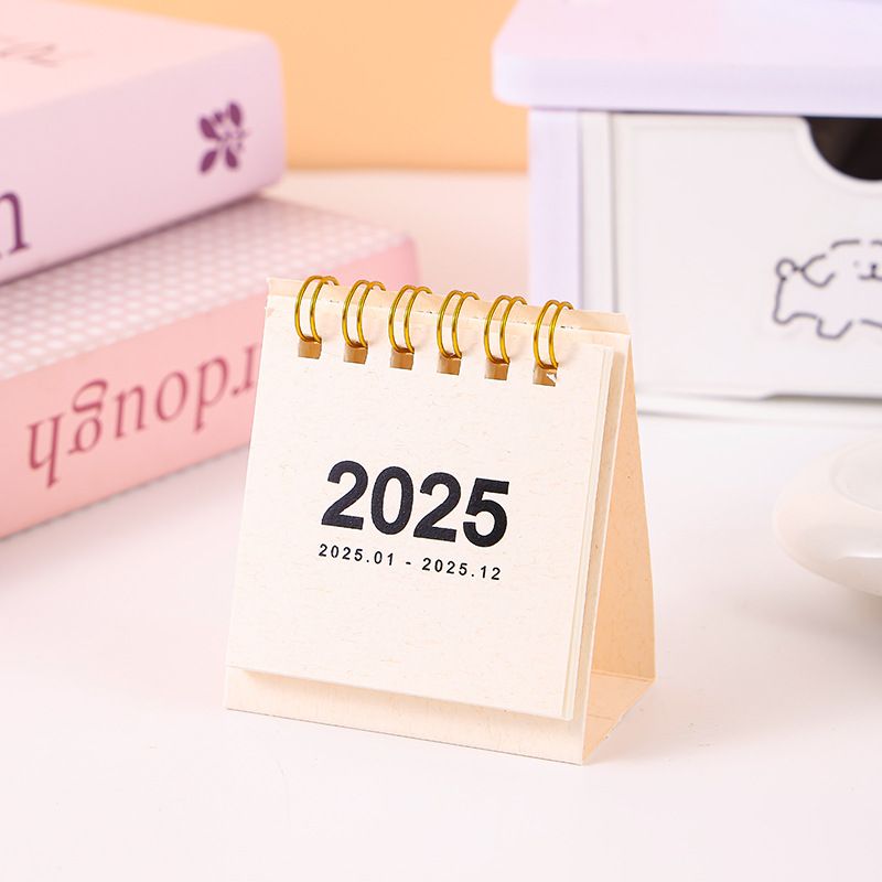 Refreshing Simple Solid Color 2025 Mini Desktop Paper Calendar Dual Daily Scheduler Table Planner Yearly Agenda Organizer Desk
