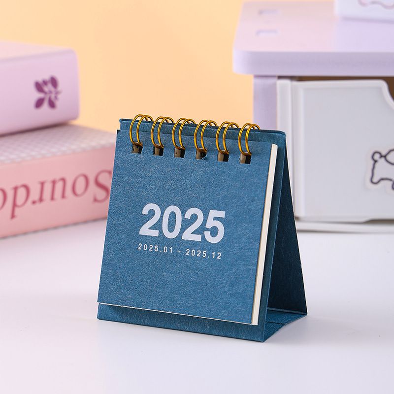 Refreshing Simple Solid Color 2025 Mini Desktop Paper Calendar Dual Daily Scheduler Table Planner Yearly Agenda Organizer Desk