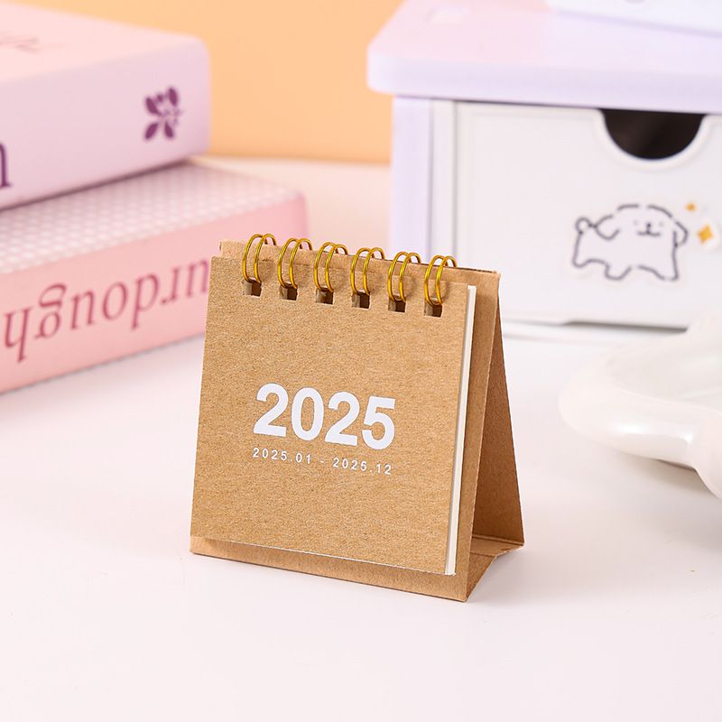 Refreshing Simple Solid Color 2025 Mini Desktop Paper Calendar Dual Daily Scheduler Table Planner Yearly Agenda Organizer Desk