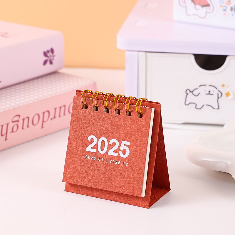 Refreshing Simple Solid Color 2025 Mini Desktop Paper Calendar Dual Daily Scheduler Table Planner Yearly Agenda Organizer Desk