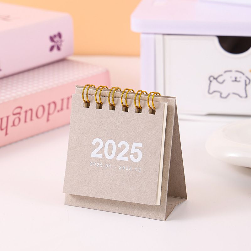 Refreshing Simple Solid Color 2025 Mini Desktop Paper Calendar Dual Daily Scheduler Table Planner Yearly Agenda Organizer Desk
