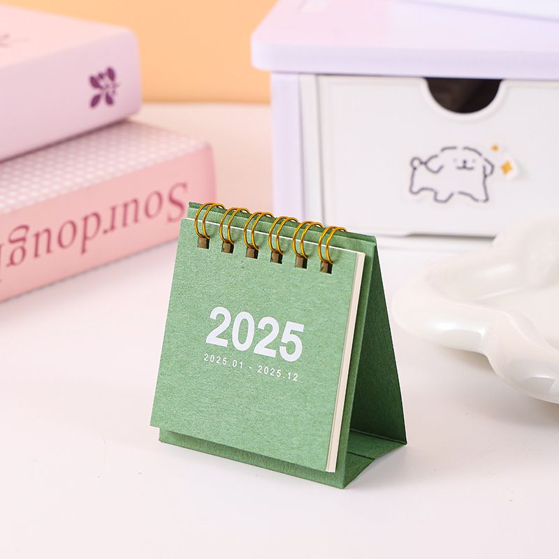 Refreshing Simple Solid Color 2025 Mini Desktop Paper Calendar Dual Daily Scheduler Table Planner Yearly Agenda Organizer Desk