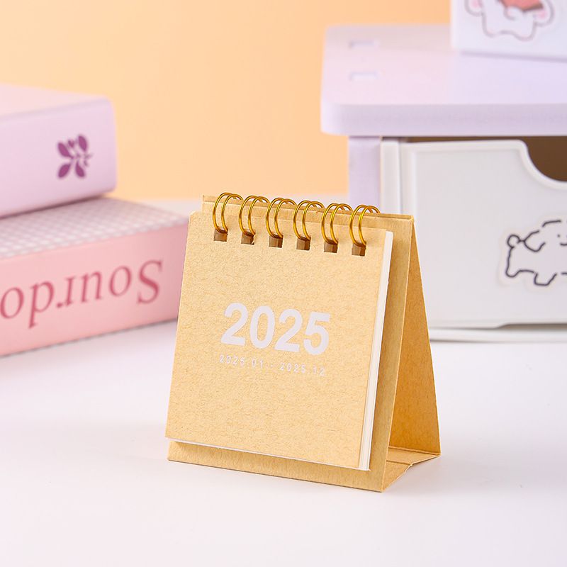 Refreshing Simple Solid Color 2025 Mini Desktop Paper Calendar Dual Daily Scheduler Table Planner Yearly Agenda Organizer Desk