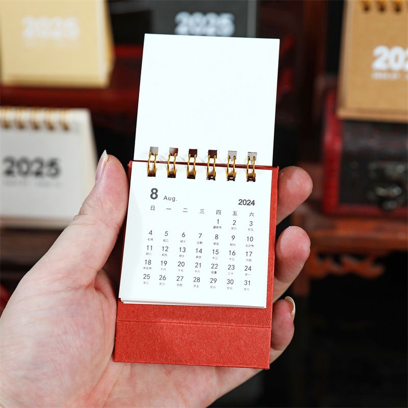 Refreshing Simple Solid Color 2025 Mini Desktop Paper Calendar Dual Daily Scheduler Table Planner Yearly Agenda Organizer Desk