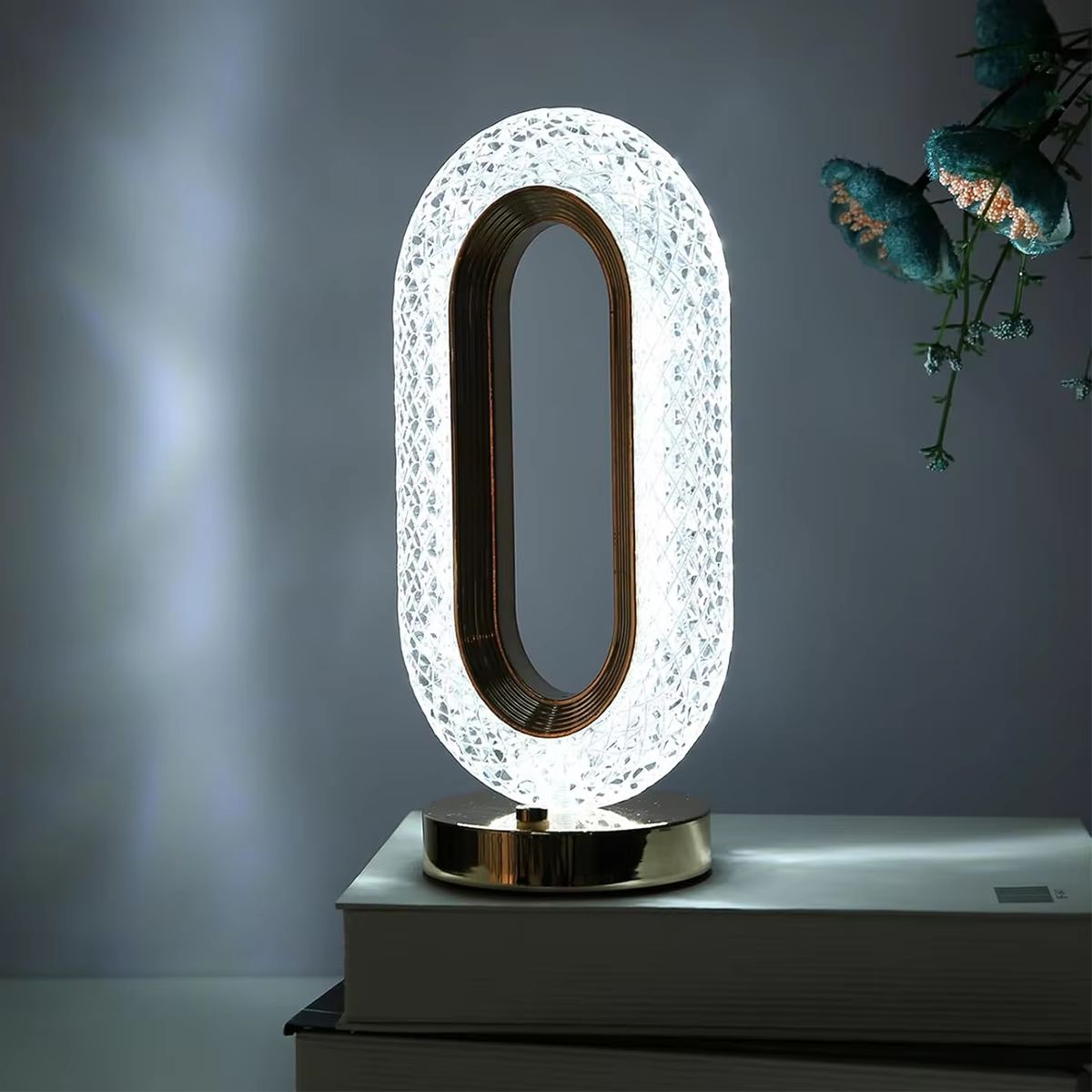 Crystal Oval Table Lamp Snowy Night Street Light DIY Led Simulation Handmade Night-Light Small Decorative Lights Convenient-Lamp
