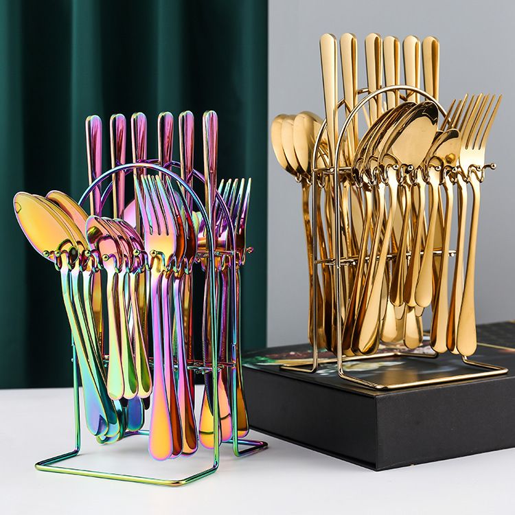 24pcs Tableware Set Gift Box Stainless Steel Western Steak Knife Fork Spoon Tableware Kitchen Tool Set For Household Commercial