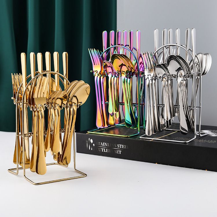 24pcs Tableware Set Gift Box Stainless Steel Western Steak Knife Fork Spoon Tableware Kitchen Tool Set For Household Commercial