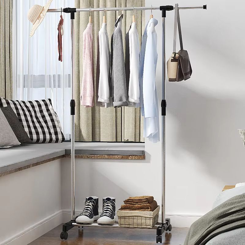 Balcony Simple Telescopic Clothes Drying Rack Outdoor Movable Multifunctional Clothes and Hat Rack