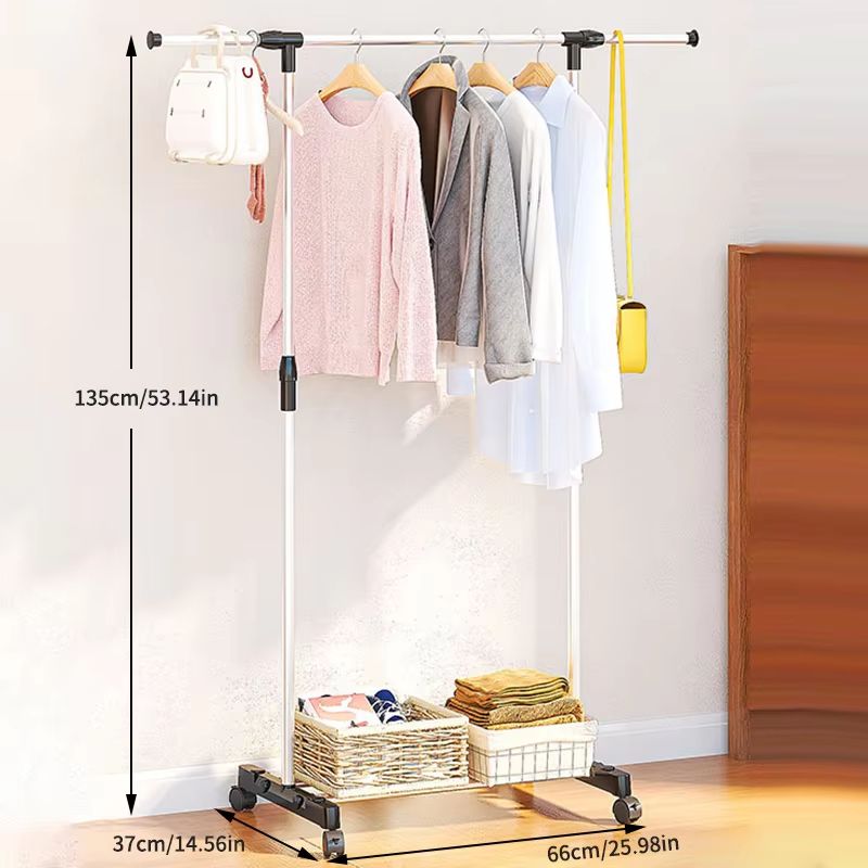 Balcony Simple Telescopic Clothes Drying Rack Outdoor Movable Multifunctional Clothes and Hat Rack