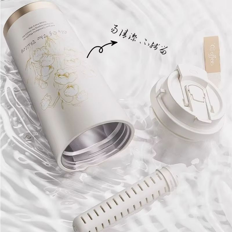 GIANXI 500ML Flower Pattern Coffee Cup Stainless Steel Coffee Thermo Bottle Household Cafe Cup For Coffee Coffeeware Teaware