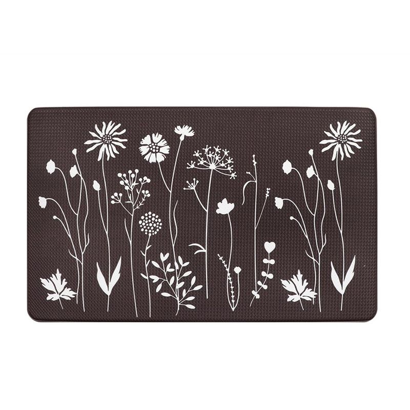 2 Pcs Kitchen Mat for Floor, Cushioned Anti-Fatigue Kitchen Mats, PVC Non-Slip Waterproof Kitchen Rugs Set for Kitchen, Office, Sink, 17"x47"+17"x29" (Dark Brown)