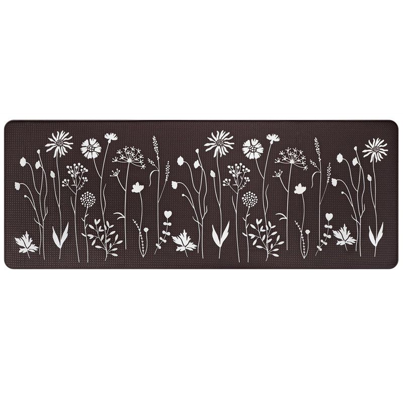 2 Pcs Kitchen Mat for Floor, Cushioned Anti-Fatigue Kitchen Mats, PVC Non-Slip Waterproof Kitchen Rugs Set for Kitchen, Office, Sink, 17"x47"+17"x29" (Dark Brown)