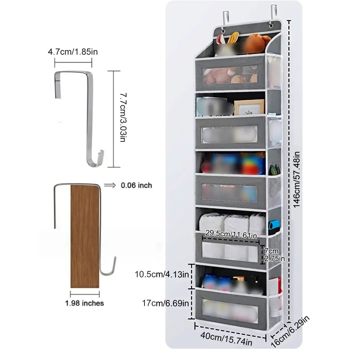 1pcs Door Storage Device 5-Layer Camping Car Storage Device, Toy Diaper Bedroom Closet Wall Mounted Door Hanging Storage Device