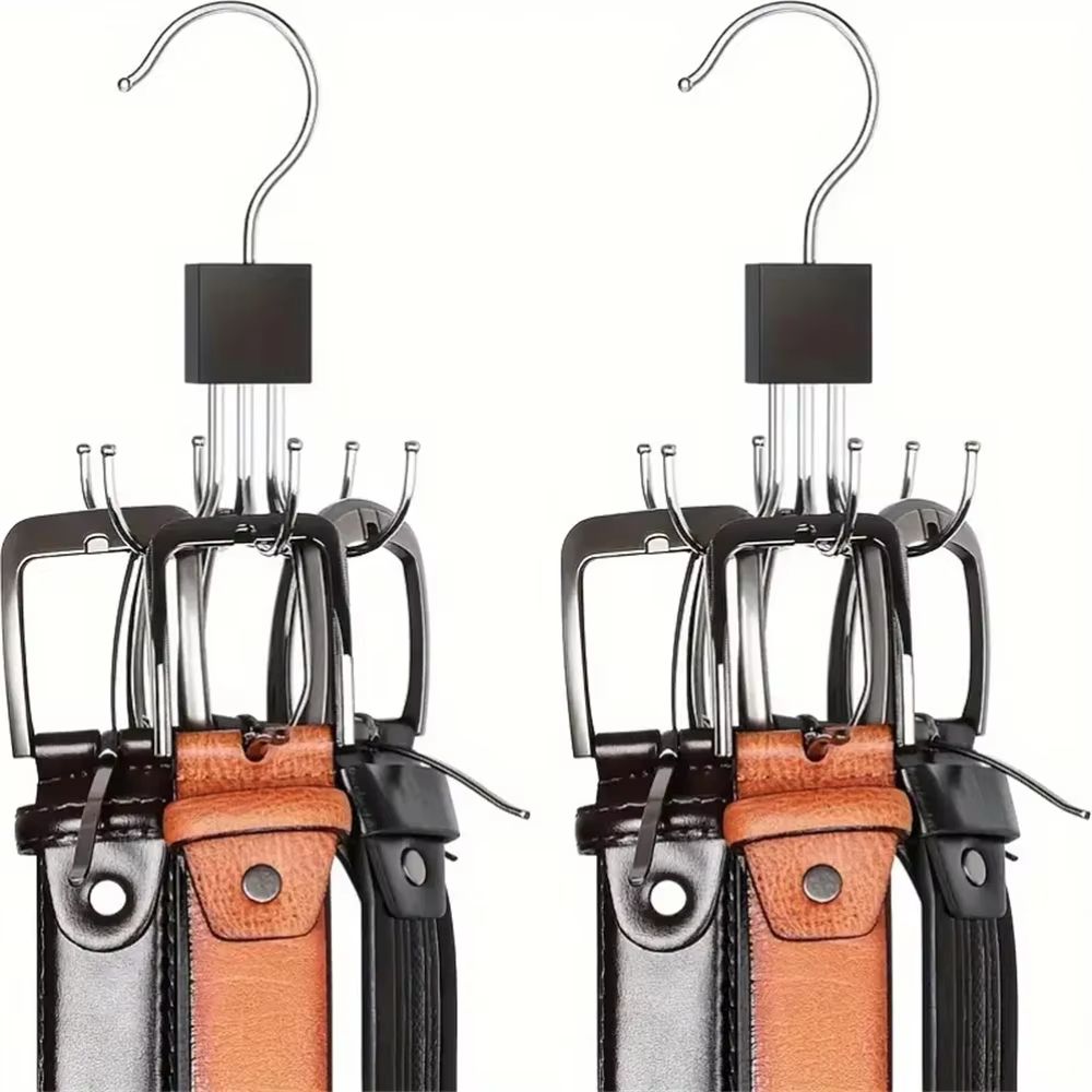 360° Rotating Storage Hanger Hook Multi-Claw Bag Metal Belts Rack Wooden Organizer For Bras Ties Scarves Household Closet Acces