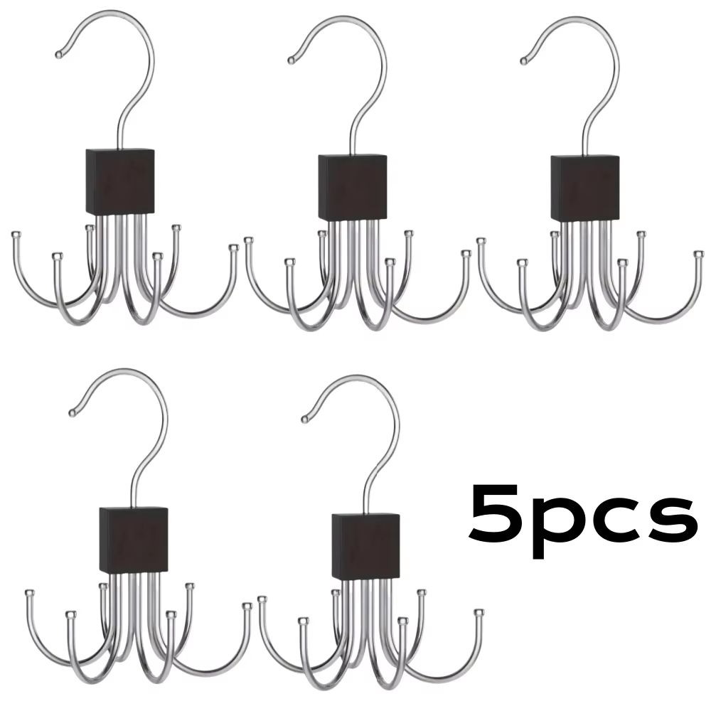 360° Rotating Storage Hanger Hook Multi-Claw Bag Metal Belts Rack Wooden Organizer For Bras Ties Scarves Household Closet Acces