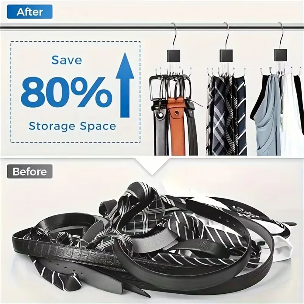 360° Rotating Storage Hanger Hook Multi-Claw Bag Metal Belts Rack Wooden Organizer For Bras Ties Scarves Household Closet Acces