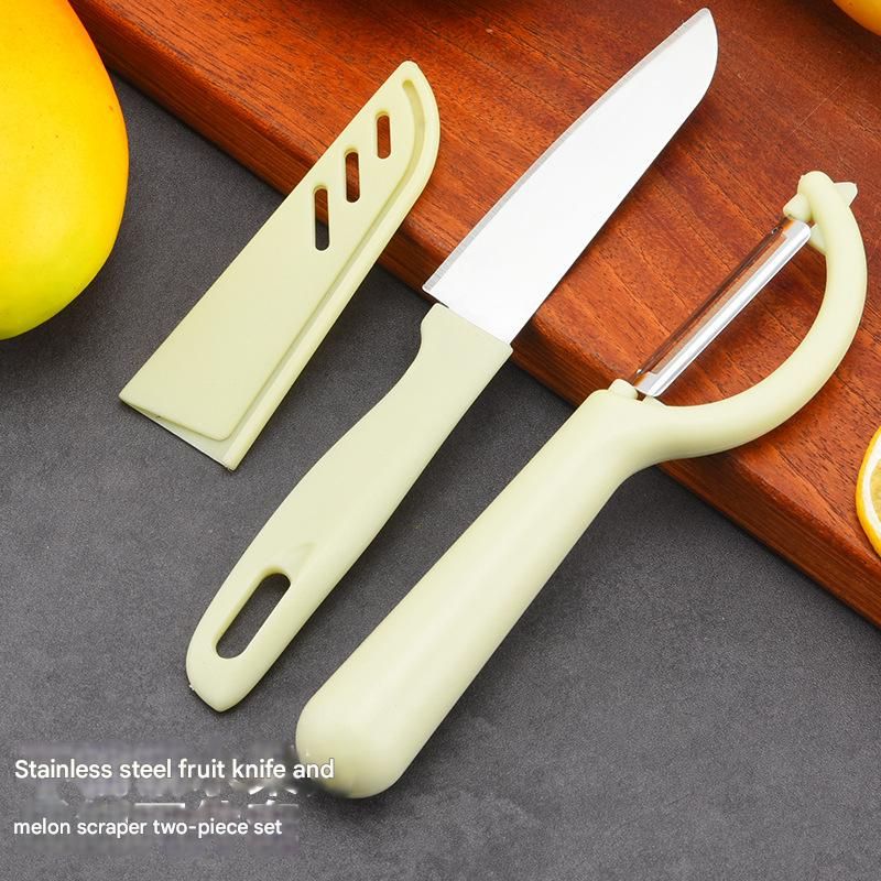 2pcs Multifunctional Long Handle Peeler and Knife Set, Sharp Peeler, Fruits, Vegetable, Potato, Carrot, Easy Peeling Tools, Kitchen Gadgets