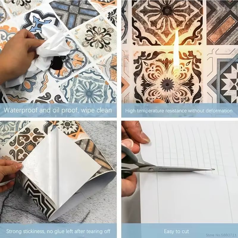 60cm Waterproof Wall Stickers Bathroom Self Adhesive Wallpaper Kitchen Oil-proof PVC Cabinet Renovation European Style 3D Home