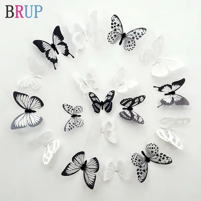 New 32Pcs/Lot Crystal Butterflies 3D Wall Sticker Beautiful Butterfly Living Room For Kids Room Wall Decals Home Decoration