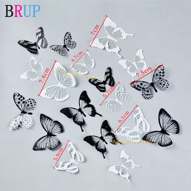 New 32Pcs/Lot Crystal Butterflies 3D Wall Sticker Beautiful Butterfly Living Room For Kids Room Wall Decals Home Decoration
