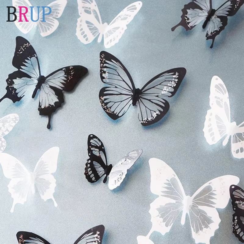 New 32Pcs/Lot Crystal Butterflies 3D Wall Sticker Beautiful Butterfly Living Room For Kids Room Wall Decals Home Decoration