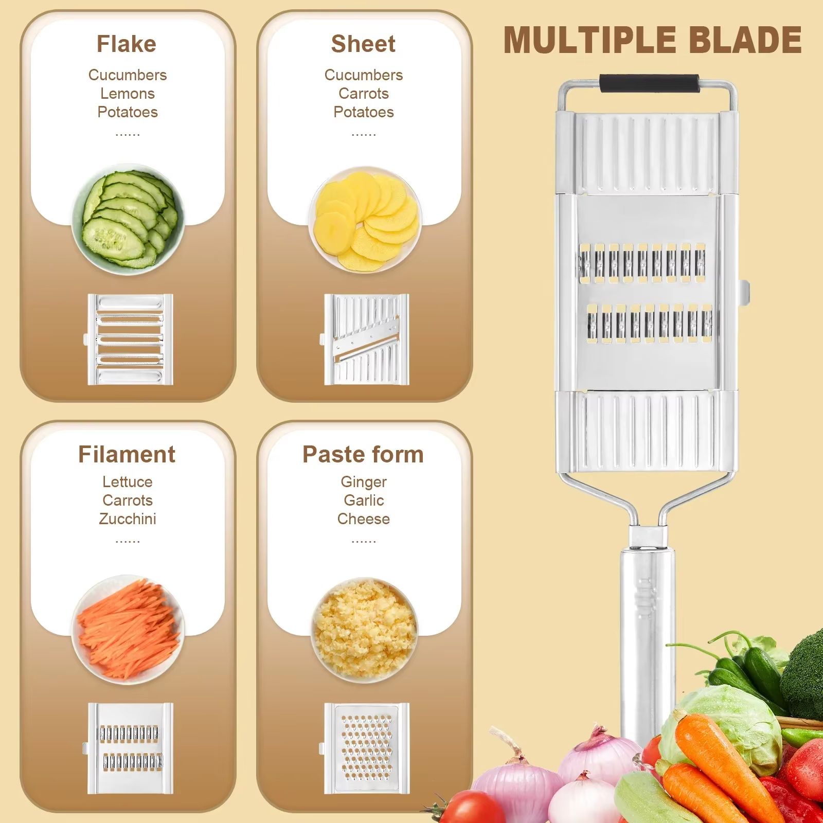 Multi-Purpose 4 in 1 Vegetable Slicer Grater Cutter Peeler for Fruits Potato Peeler Carrot Grater Vegetables Kitchen Accessories