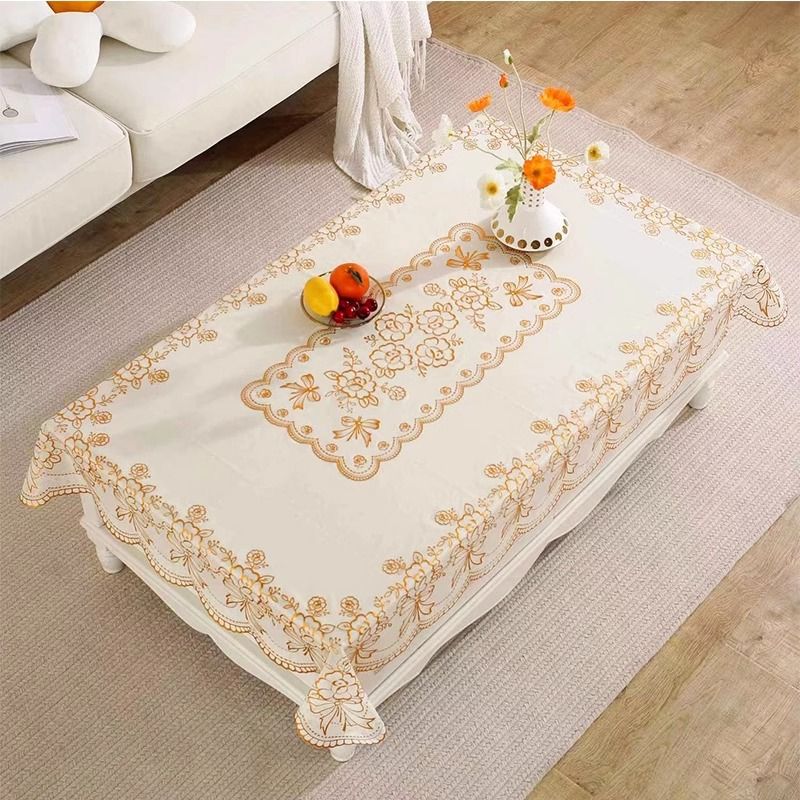 PVC Table Cloth Waterproof Oil-proof Tablecloth Non-washing Tea Table Cloth Hot Gold Household Table Cloth Accessories Home