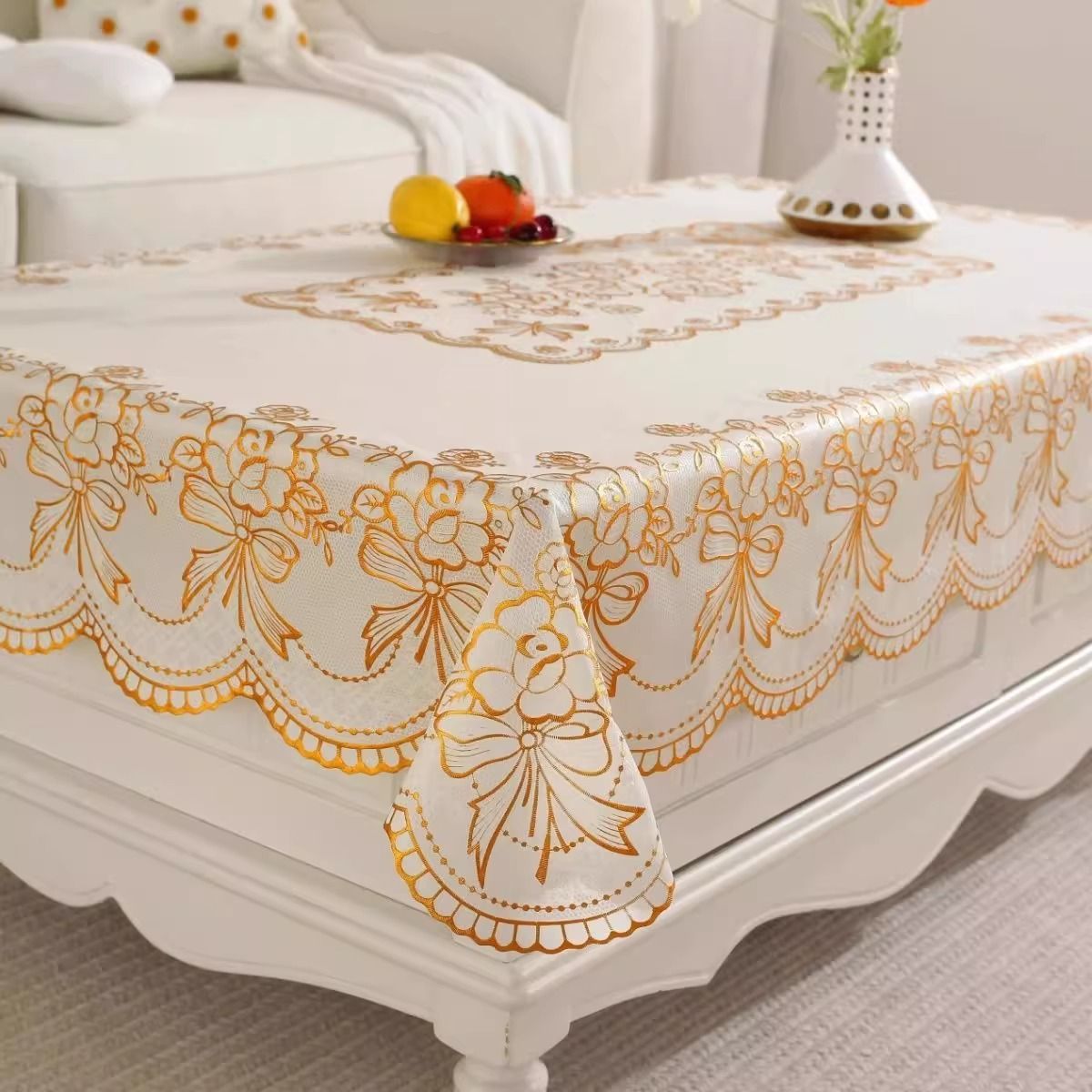 PVC Table Cloth Waterproof Oil-proof Tablecloth Non-washing Tea Table Cloth Hot Gold Household Table Cloth Accessories Home