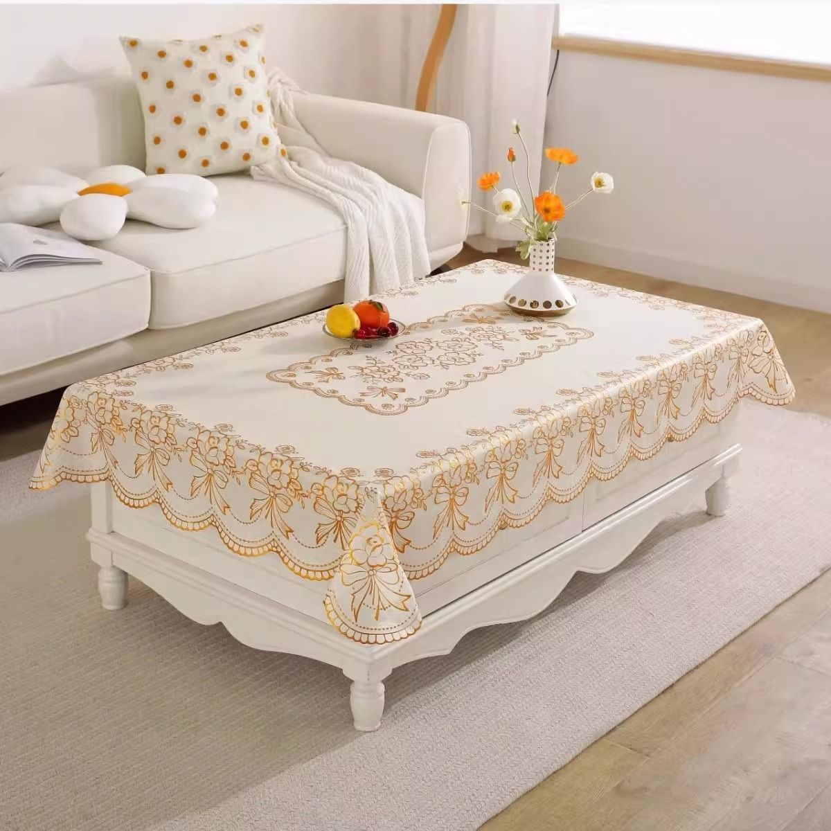 PVC Table Cloth Waterproof Oil-proof Tablecloth Non-washing Tea Table Cloth Hot Gold Household Table Cloth Accessories Home