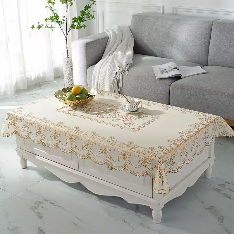 PVC Table Cloth Waterproof Oil-proof Tablecloth Non-washing Tea Table Cloth Hot Gold Household Table Cloth Accessories Home