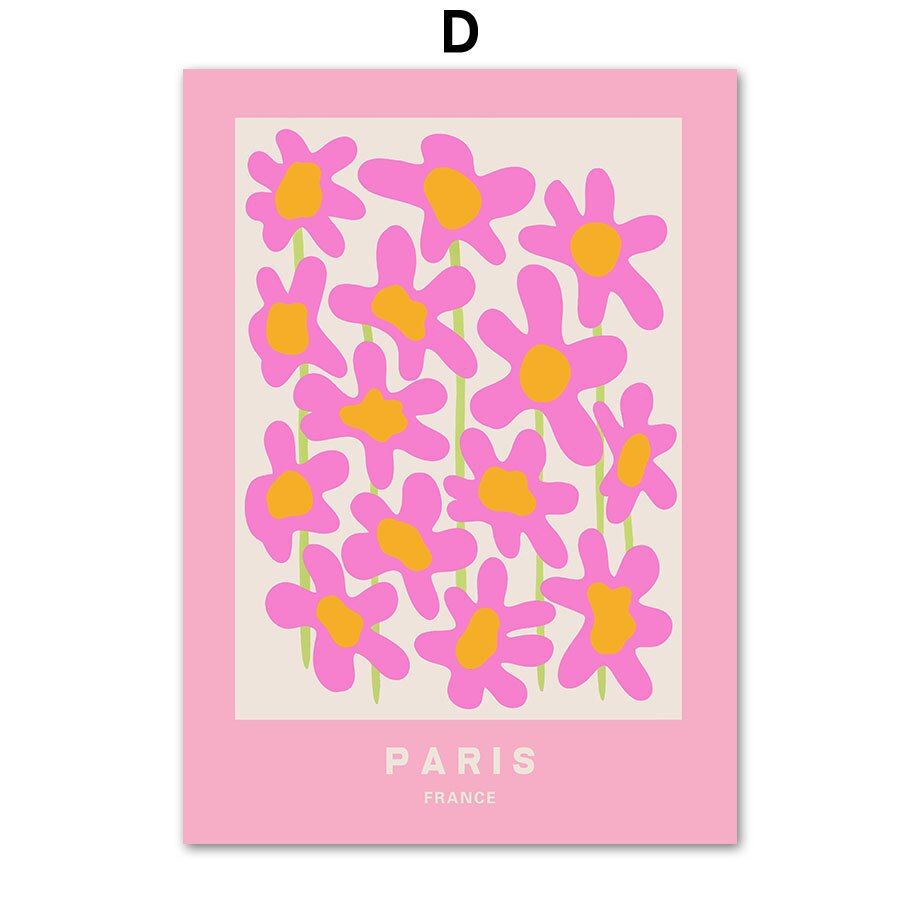 202408WYJ1559 Pink Flower Letter Posters Canvas Painting Modern Love Heart Round Shape Pictures Prints Wall Art for Living Room Decor Unframed