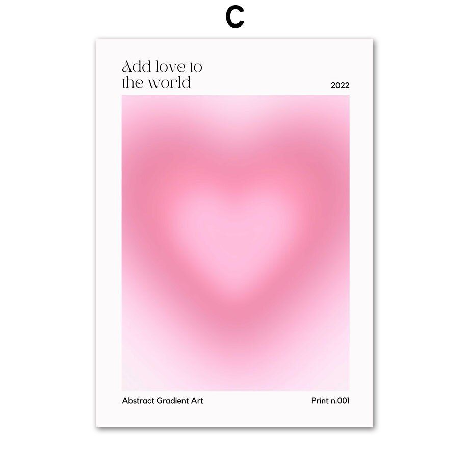 202408WYJ1559 Pink Flower Letter Posters Canvas Painting Modern Love Heart Round Shape Pictures Prints Wall Art for Living Room Decor Unframed