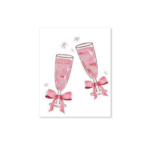 202411WYJ1709 Romantic pink bow cherry wine glass bedroom living room canvas painting decorative painting Canvas Painting Picture Aesthetics Room Decor