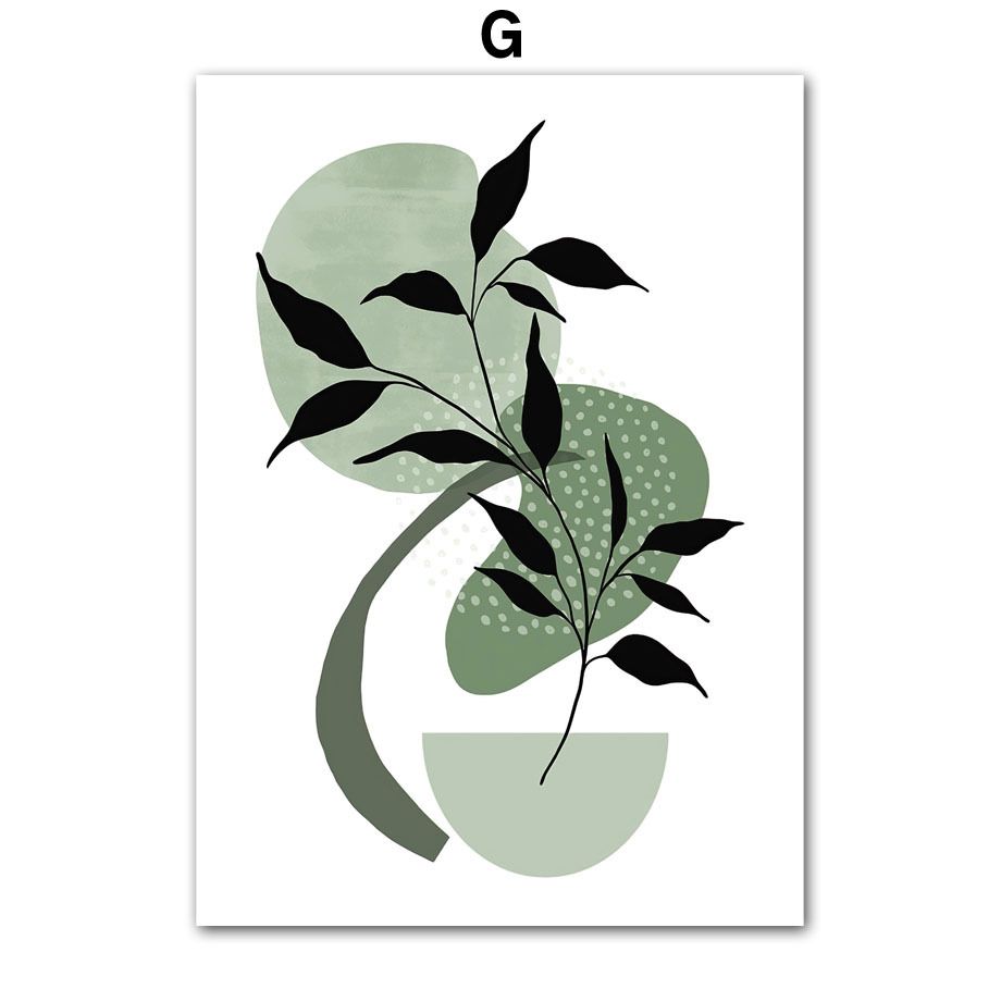 202307WYJ821 Abstract Boho Canvas Painting Green Leaves Sun Rainbow Girl Nordic Wall Art Indoor Pictures Posters Prints For Living Room Decor