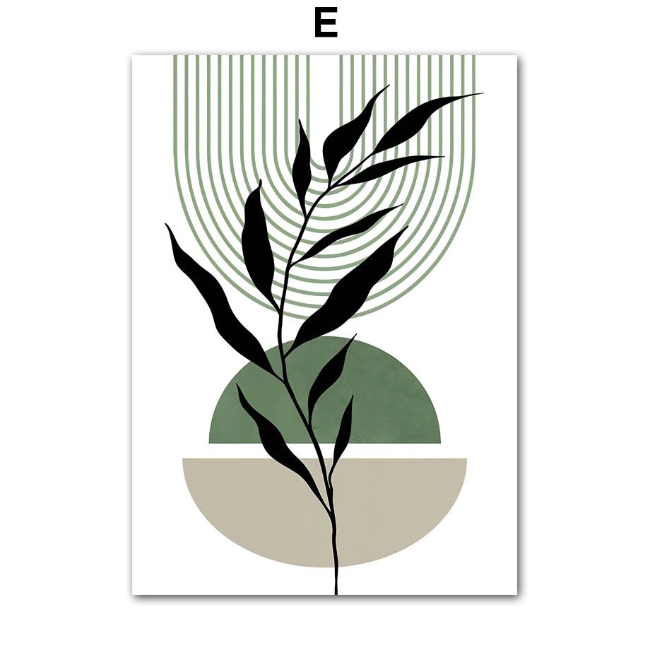 202307WYJ821 Abstract Boho Canvas Painting Green Leaves Sun Rainbow Girl Nordic Wall Art Indoor Pictures Posters Prints For Living Room Decor