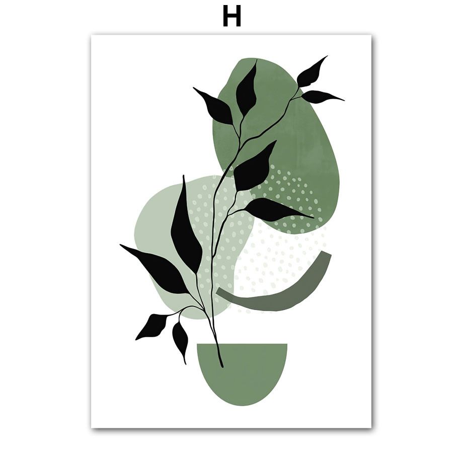 202307WYJ821 Abstract Boho Canvas Painting Green Leaves Sun Rainbow Girl Nordic Wall Art Indoor Pictures Posters Prints For Living Room Decor