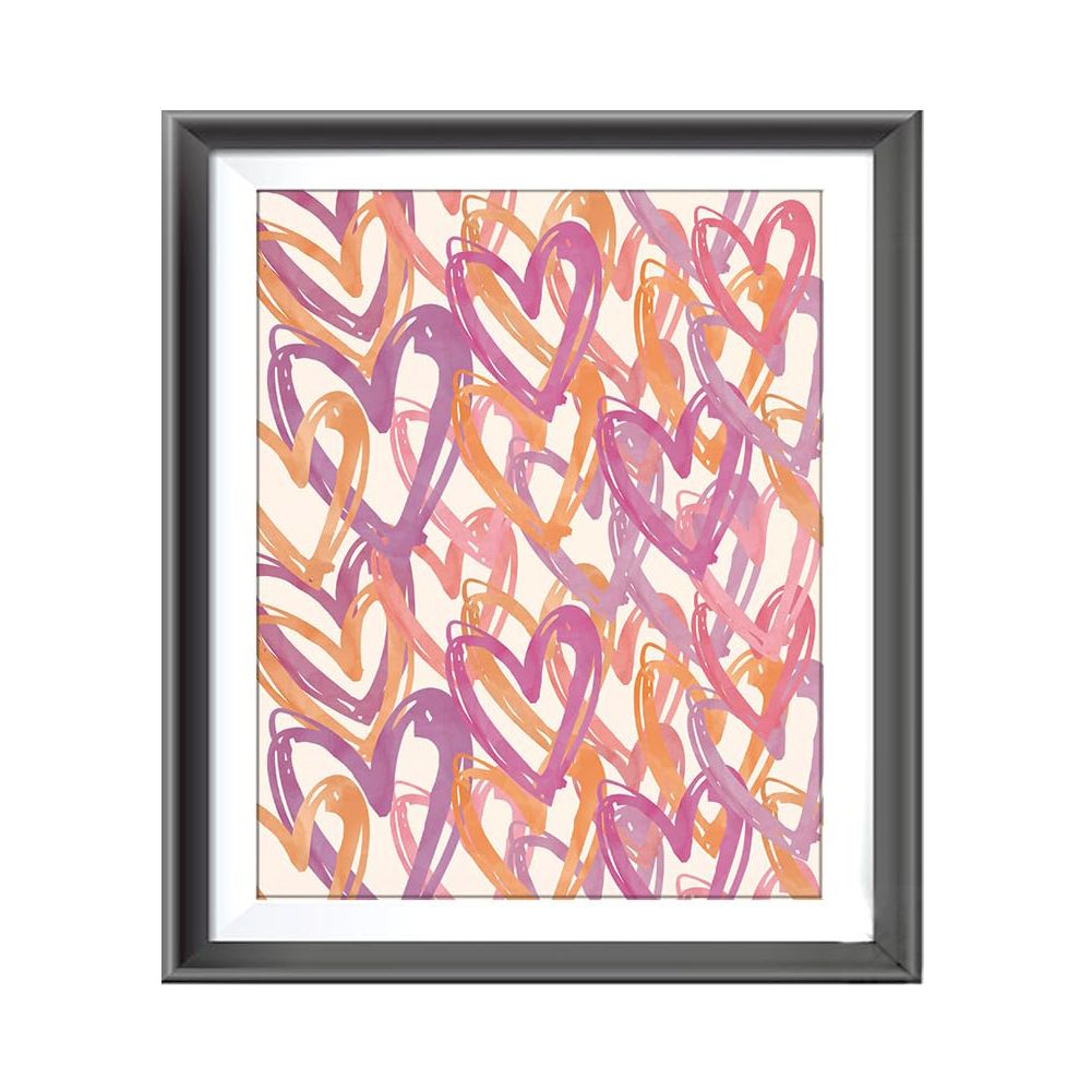 202501WYJ1805 Nordic modern pink illustration wind cartoon sun love girl bedroom canvas decorative painting core poster frameless