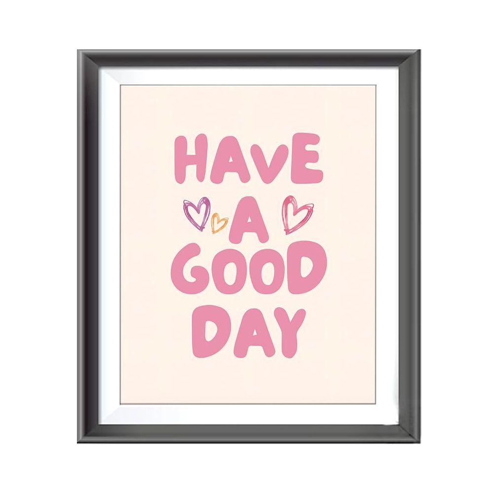 202501WYJ1805 Nordic modern pink illustration wind cartoon sun love girl bedroom canvas decorative painting core poster frameless