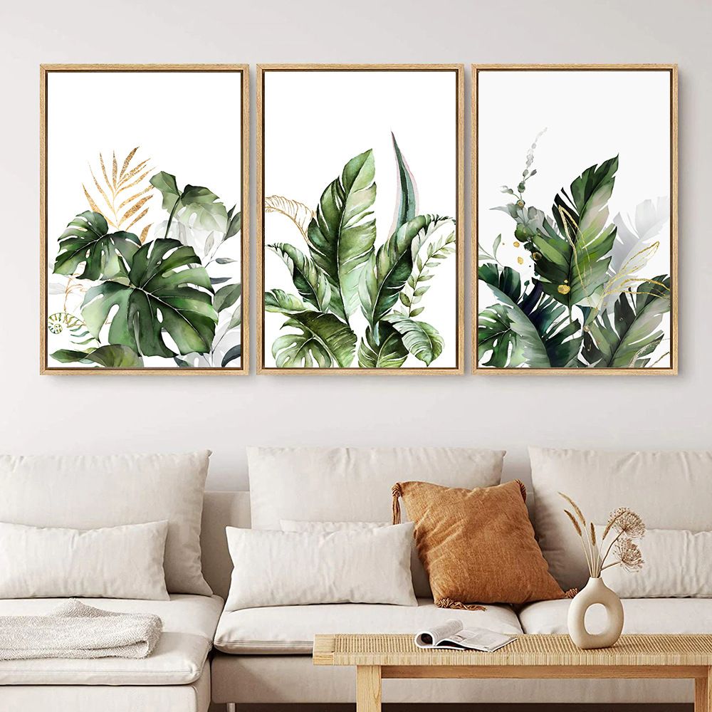 202306WYJ747 Monstera Banana Brown Leaves Wall Art Canvas Painting Nordic Posters And Prints Wall Pictures For Living Room Minimalist Decor