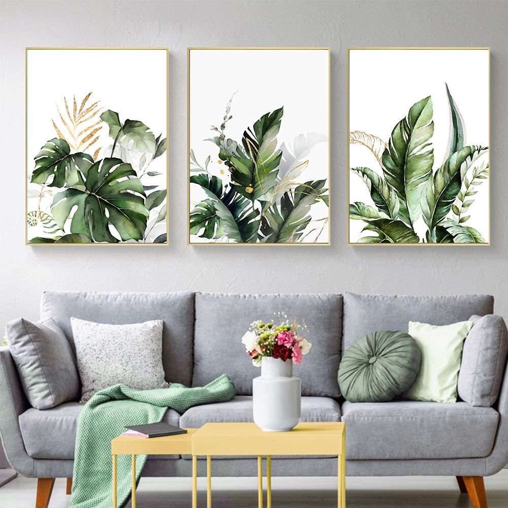202306WYJ747 Monstera Banana Brown Leaves Wall Art Canvas Painting Nordic Posters And Prints Wall Pictures For Living Room Minimalist Decor