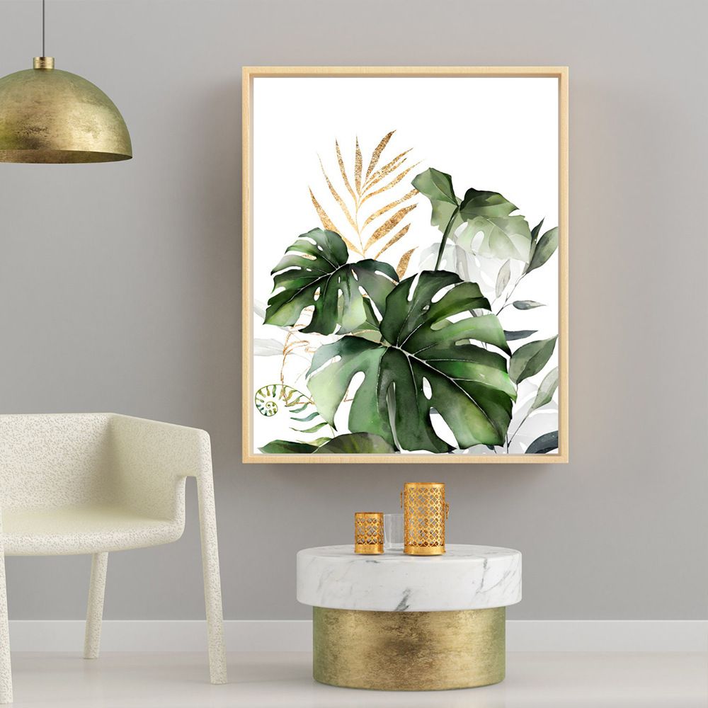 202306WYJ747 Monstera Banana Brown Leaves Wall Art Canvas Painting Nordic Posters And Prints Wall Pictures For Living Room Minimalist Decor