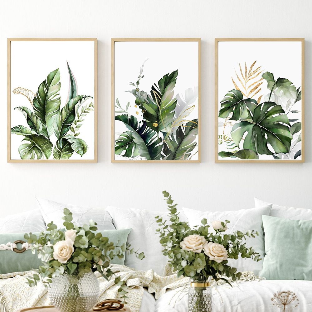 202306WYJ747 Monstera Banana Brown Leaves Wall Art Canvas Painting Nordic Posters And Prints Wall Pictures For Living Room Minimalist Decor