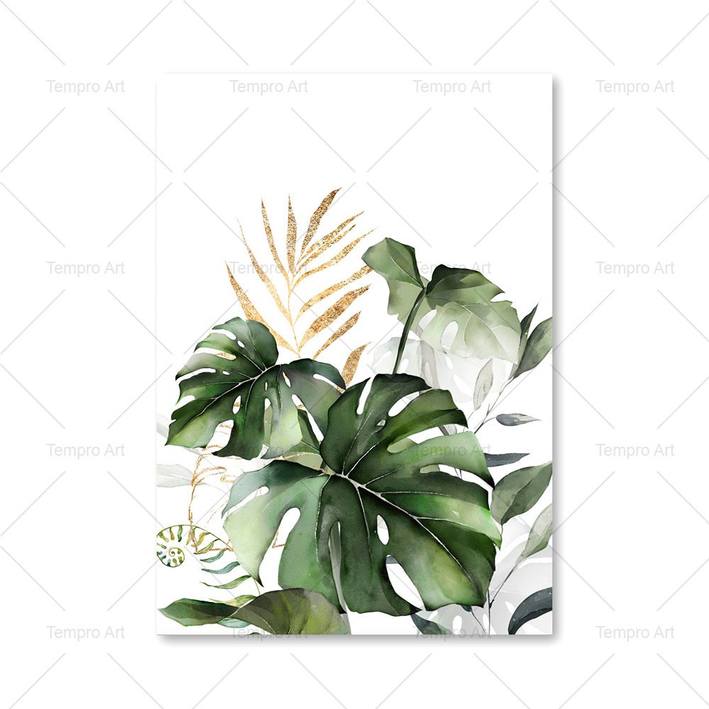 202306WYJ747 Monstera Banana Brown Leaves Wall Art Canvas Painting Nordic Posters And Prints Wall Pictures For Living Room Minimalist Decor