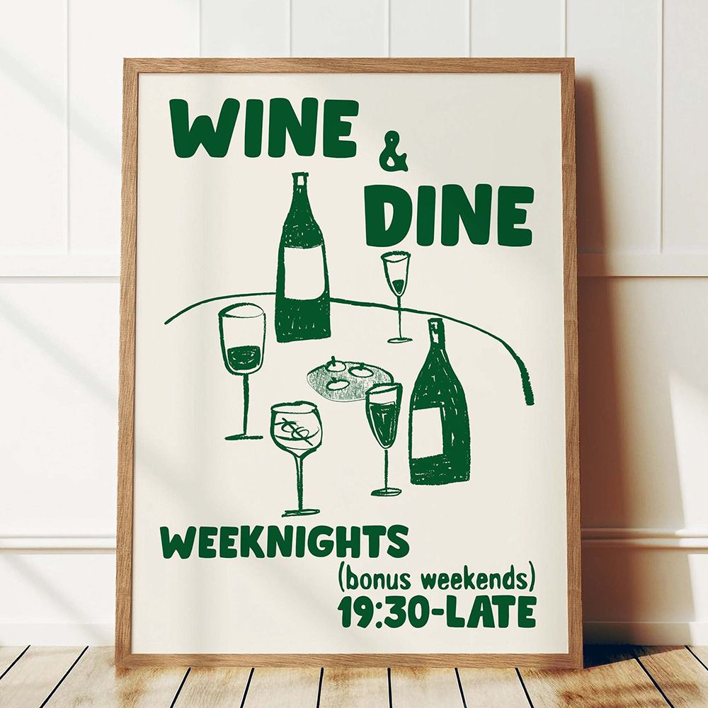 202502WYJ1855 Trendy Coffee Cheers Print Posters Retro Wine Pasta Night Food Canvas Print Painting Bar Cart Art Decor Maximalist Room Decor