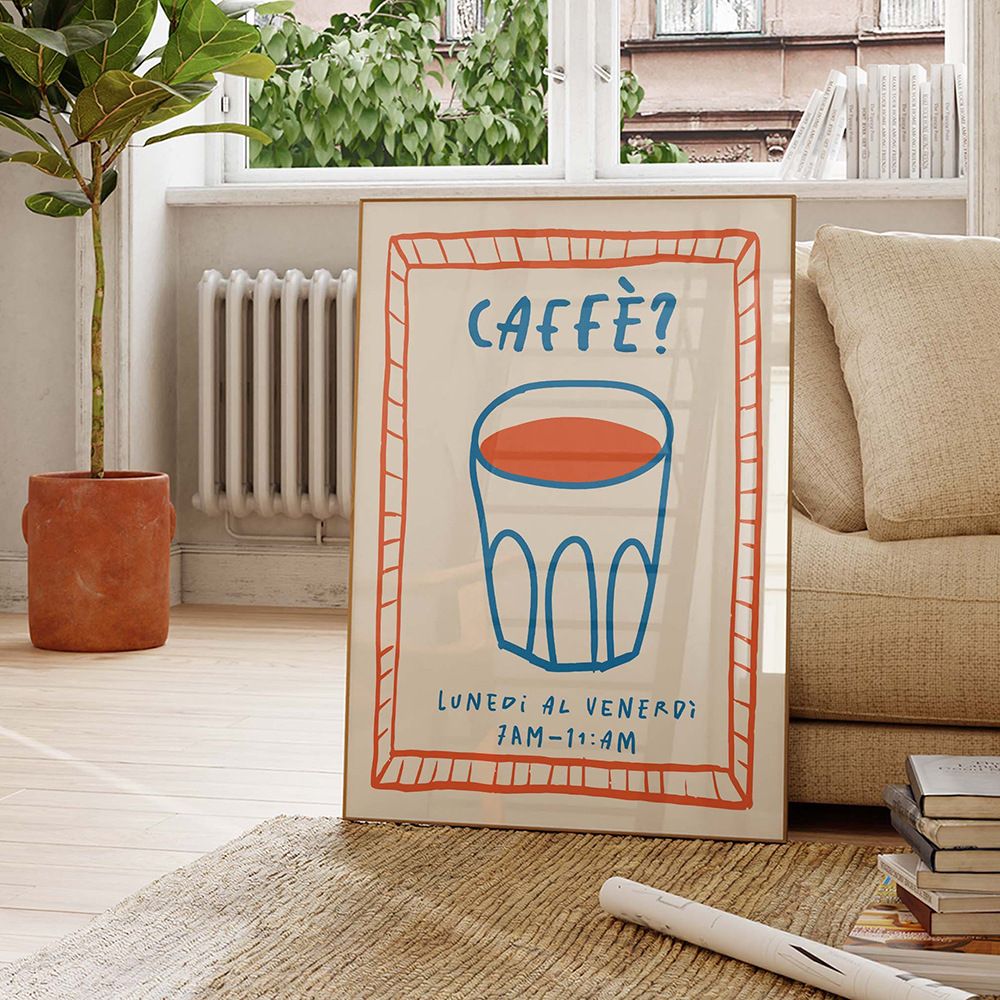 202502WYJ1855 Trendy Coffee Cheers Print Posters Retro Wine Pasta Night Food Canvas Print Painting Bar Cart Art Decor Maximalist Room Decor