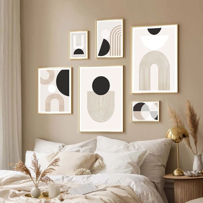 202212WYJ401 Bohemian Morandi Abstract Art Simplicity Geometry Unframed Canvas Painting Posters For Living Room Bedroom Home Wall Art Decor