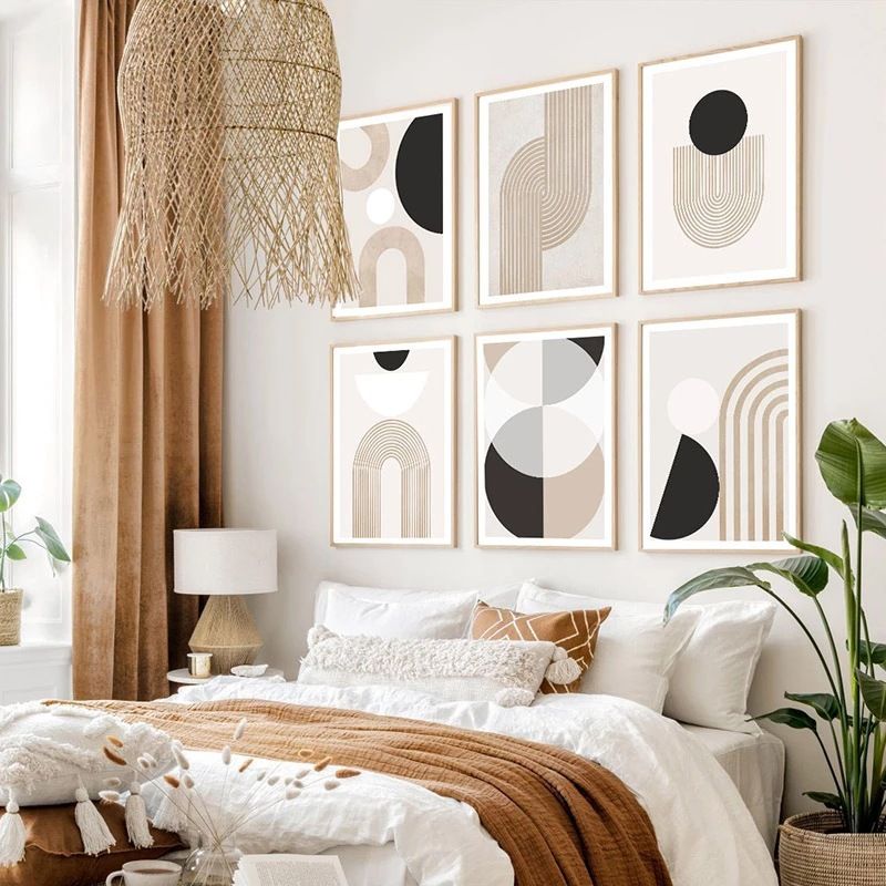 202212WYJ401 Bohemian Morandi Abstract Art Simplicity Geometry Unframed Canvas Painting Posters For Living Room Bedroom Home Wall Art Decor