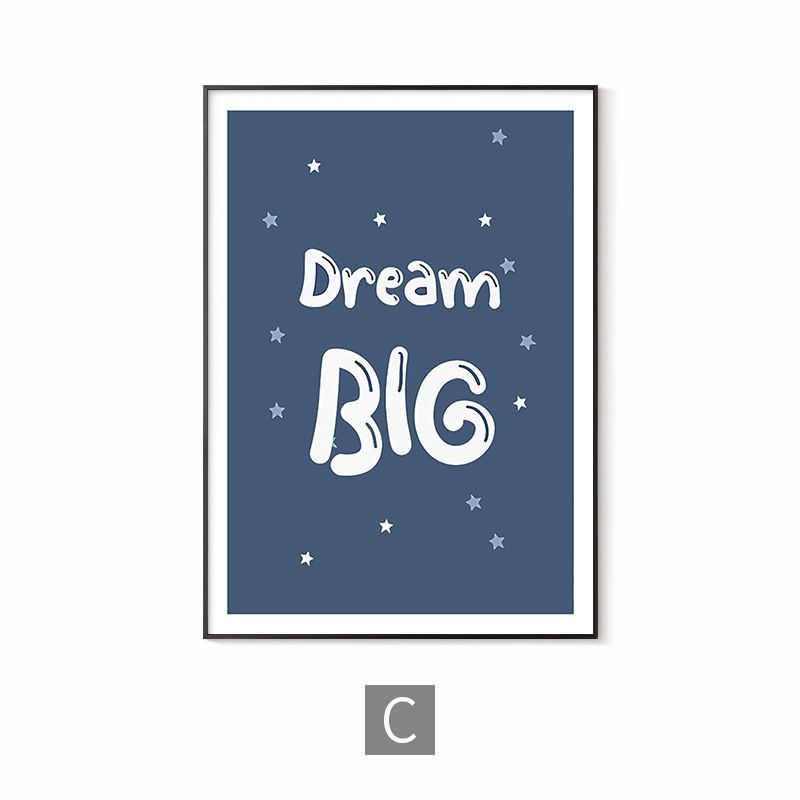 202407WYJ1421 Astronaut Cosmic Alphanumeric Moon Illustration Poster Wall Scandinavian Art Pictures Children's Room Decoration