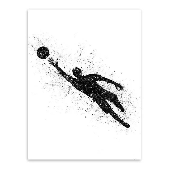 202406WYJ1334 Dynamic Watercolor Soccer Player Canvas Painting Abstract Sport Wall Art Print for Modern Man Bedroom Home Decor